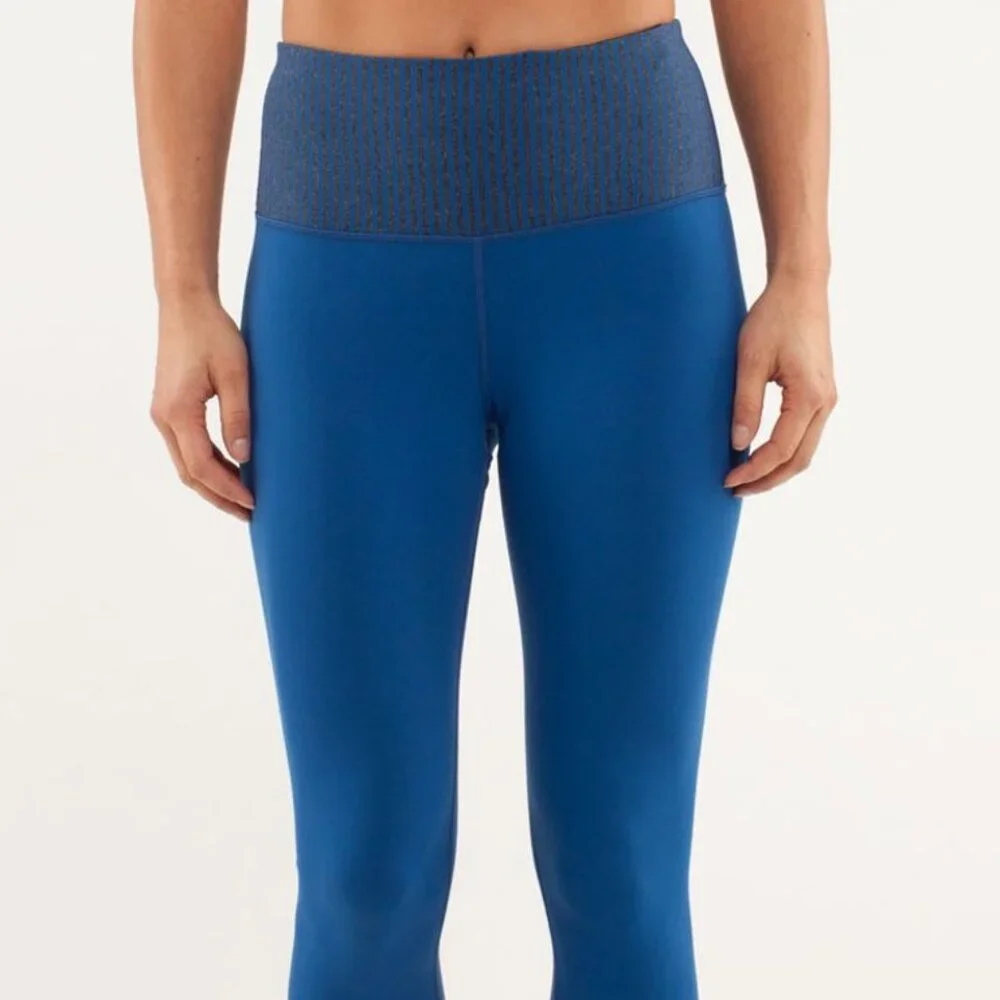 Lululemon Wunder Under High Rise Limitless Blue Slope Stripe Limitless Black
